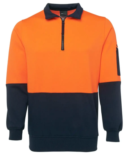 Picture of JB's Wear, HV 1/2 Zip Fleecy- Orange/Black Size Large